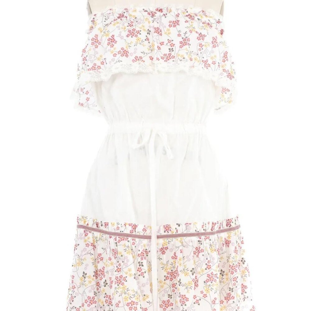 D&G white strapless floral dress